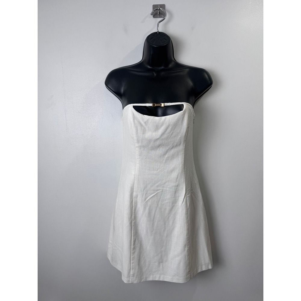 Cult Gaia Women Jaslene Strapless Mini Dress Gold Clasp Cutout Size 2
